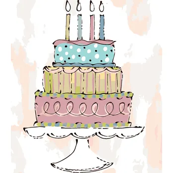 ZUTY Malování podle čísel - RŮŽOVÝ NAROZENINOVÝ DORT (HALEY BUSH) Rozměr: 40x50 cm, Rámování: bez rámu a bez vypnutí plátna