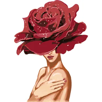 ZUTY Malování podle čísel - ŽENA S RŮŽÍ NA HLAVĚ Rozměr: 40x50 cm, Rámování: vypnuté plátno na rám