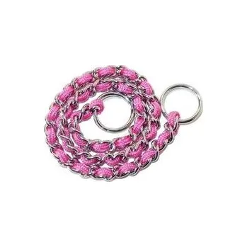 Obojek pro psa Obojek stahovací 1-řadý chrom 0.50 x 45 cm proplétaný růžový