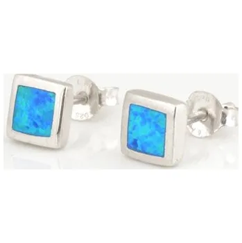 Náušnice Stříbrné náušnice kostičky s modrým opálem STNAU1566F