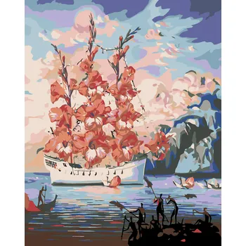 ZUTY Malování podle čísel - KVĚTINOVÁ LOĎ Rozměr: 40x50 cm, Rámování: bez rámu a bez vypnutí plátna