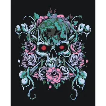 ZUTY Malování podle čísel - LEBKA A RUDÝ POHLED Rozměr: 40x50 cm, Rámování: bez rámu a bez vypnutí plátna