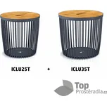 Set 2 univerzálních košů CLUBO s bambusovými víky 25+35l antracit