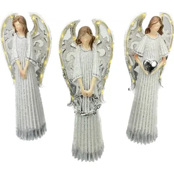 Vánoční dekorace Piskáček Anděl Led s řetezem magneziumv23cm