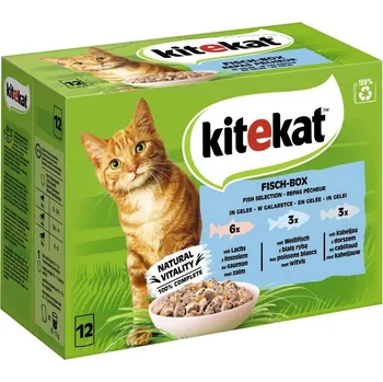 Pro kočku KITEKAT KAPSIČKY/KRMIVO PRO KOČKY FISCH-BOX V ŽELÉ 1020g NĚMECKO!