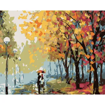 ZUTY Malování podle čísel - PODZIMNÍ DÉŠŤ Rozměr: 40x50 cm, Rámování: bez rámu a bez vypnutí plátna