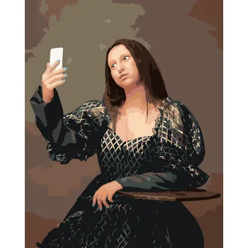 ZUTY Malování podle čísel - MONA LISA SELFIE Rozměr: 40x50 cm, Rámování: bez rámu a bez vypnutí plátna