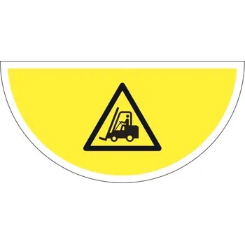 Samolepicí plošné protiskluzové značení (půlkruh), pozor vysokozdvižný vozík – fólie, 750x375 mm
