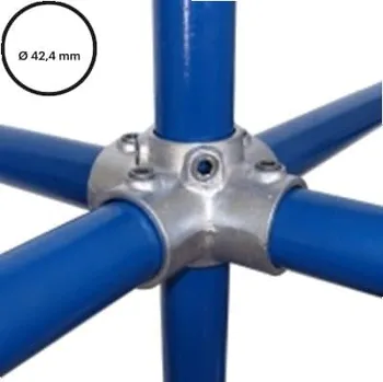 Fitinka Konstrukční fitinka, spojka ocelových trubek pr. 42,4 mm – úhlový spojovací kříž, ježek 158-C42