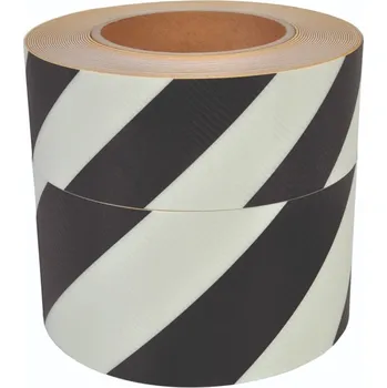 Lepicí páska Luminiscenční podlahová a nástěnná páska, pruhy – PVC, černá, 25 mm × 10 m