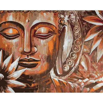 ZUTY Malování podle čísel - BRONZOVÝ BUDDHA A KVĚTINY Rozměr: 40x50 cm, Rámování: bez rámu a bez vypnutí plátna
