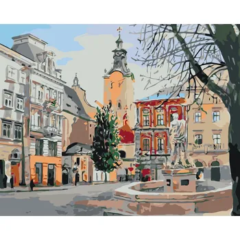 Hračka ZUTY Malování podle čísel - KAŠNA NA NÁMĚSTÍ Rozměr: 40x50 cm, Rámování: vypnuté plátno na rám