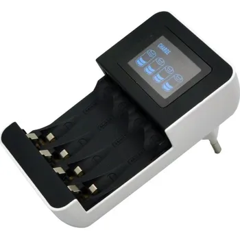 Nabíječka baterií Solight nabíječka s LCD displejem, AC 230V, 450mA, 4 kanály, AA/AAA, řízená mikroprocesorem - DN25
