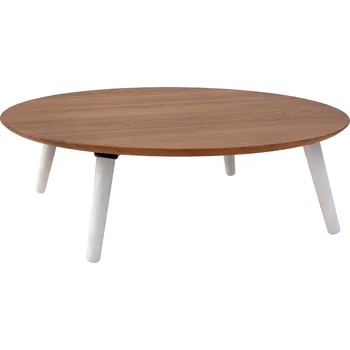 Konferenční stolek Dřevěný konferenční stolek RAGABA CONTRAST SLICE 100 cm s bílou podnoží