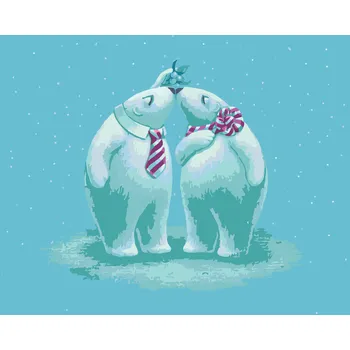 ZUTY Malování podle čísel - DVA MEDVÍDCI POD JMELÍM (SUE ELLEN BROWN) Rozměr: 40x50 cm, Rámování: bez rámu a bez vypnutí plátna