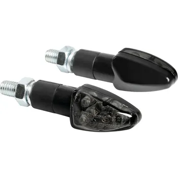 Osvětlení pro motocykl Blinkry na motorku Atom černé 12V Led bílé 2ks Lampa Italy 90101