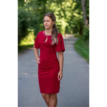 Dámské šaty Šaty Kichic Paris K5738 barva: červená-bordó, velikost: M