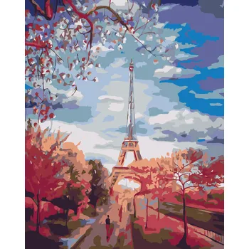 ZUTY Malování podle čísel - STROMOVÁ ALEJ K EIFFELOVCE Rozměr: 40x50 cm, Rámování: bez rámu a bez vypnutí plátna