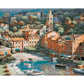 ZUTY Malování podle čísel - MALÉ ITALSKÉ MĚSTEČKO Rozměr: 40x50 cm, Rámování: vypnuté plátno na rám