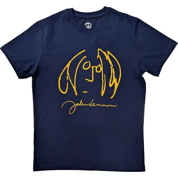 Pánské oblečení RockOff John Lennon unisex bavlněné tričko : SELF PORTRAIT - modré Velikost: M