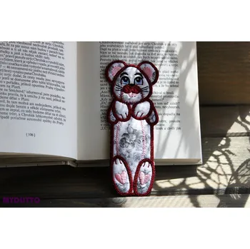 Doplněk ke knize Záložka dětská - šedá myška s vínovým obšitím