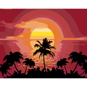 ZUTY Malování podle čísel - SLUNCE A PALMY Rozměr: 40x50 cm, Rámování: bez rámu a bez vypnutí plátna