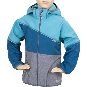 Dívčí bunda Bunda softshell Fantom BUN 0604 šedý melír+ petrolej + světlý tyrkys 2023 Velikost: 110