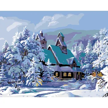 ZUTY Malování podle čísel - ZASNĚŽENÝ DŮM Rozměr: 40x50 cm, Rámování: bez rámu a bez vypnutí plátna