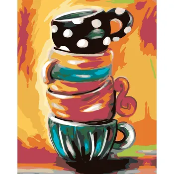 ZUTY Malování podle čísel - MALOVANÉ HRNKY Rozměr: 40x50 cm, Rámování: bez rámu a bez vypnutí plátna