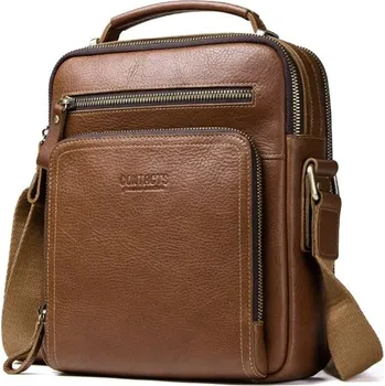 Contacts® pánská kožená taška přes rameno Gerard Hnědá Contacts MB108s3