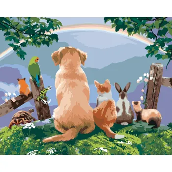 ZUTY Malování podle čísel - ZVÍŘATA A DUHA V DÁLI (HOWARD ROBINSON) Rozměr: 80x100 cm, Rámování: vypnuté plátno na rám