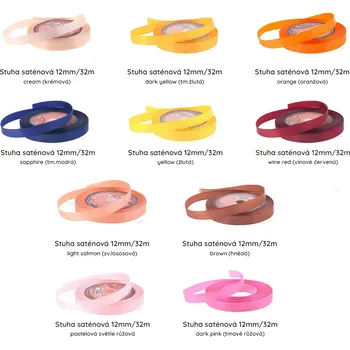 Stuha Stuha saténová 12mm/32m světle hnědá