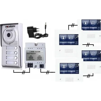 Domovní zvonek Set videozvonku ZONEWAY ZW-432M plus ZW-702-4