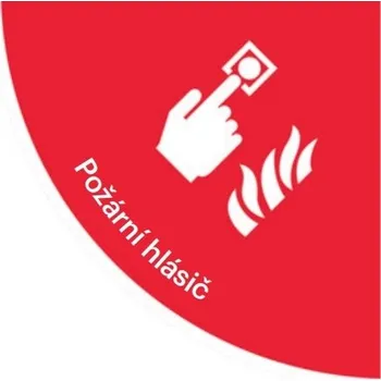 Samolepicí plošné protiskluzové značení (čtvrtkruh), ''požární alarm'' – fólie, 750×750 mm