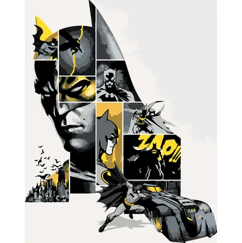 ZUTY Malování podle čísel - BATMAN V ŠEDÉ A ŽLUTÉ Rozměr: 40x50 cm, Rámování: vypnuté plátno na rám