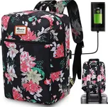 Reverse Příruční zavazadlo - batoh pro RYANAIR 2061 40x25x20 BLACK FLOWERS USB