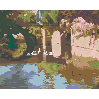 Hračka ZUTY Malování podle čísel - LABUTĚ V ZÁMECKÉ ZAHRADĚ Rozměr: 40x50 cm, Rámování: vypnuté plátno na rám