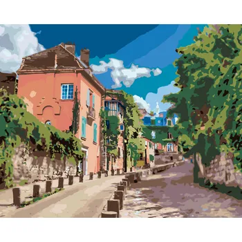 ZUTY Malování podle čísel - ZELENÁ ULIČKA V PAŘÍŽI Rozměr: 40x50 cm, Rámování: bez rámu a bez vypnutí plátna