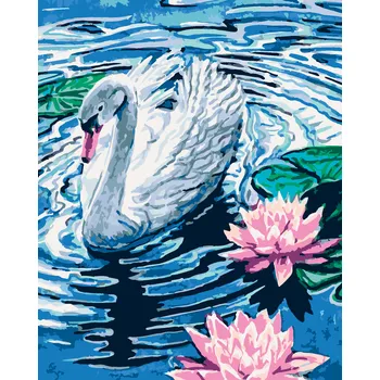 ZUTY Malování podle čísel - LABUŤ SE DVĚMA LEKNÍNY Rozměr: 80x100 cm, Rámování: vypnuté plátno na rám