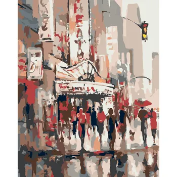 ZUTY Malování podle čísel - LIDÉ U DIVADLA Rozměr: 80x100 cm, Rámování: vypnuté plátno na rám