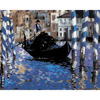 ZUTY Malování podle čísel - VELKÝ KANÁL V BENÁTKÁCH (ÉDOUARD MANET) Rozměr: 40x50 cm, Rámování: vypnuté plátno na rám