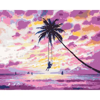 ZUTY Malování podle čísel - DÍVKA HOUPAJÍCÍ SE NA PLÁŽI Rozměr: 40x50 cm, Rámování: bez rámu a bez vypnutí plátna