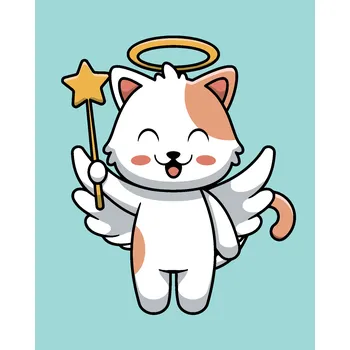 ZUTY Malování podle čísel - KOČKA ANDĚL S HVĚZDOU Rozměr: 40x50 cm, Rámování: vypnuté plátno na rám