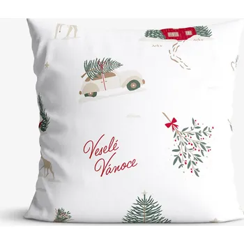 Povlak na dekorativní polštářek Vánoční bavlněný povlak na polštář - České Vánoce 50 x 60 cm