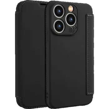 Pouzdro na mobilní telefon Peněženkové pouzdro ze silikonu a PU kůže pro iPhone 15 Pro - černé