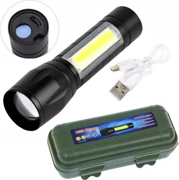 Svítilna QiiM XANES T6 COB kapesní nabíjecí USB se zoom, LITE VERZE (Kapesní svítilna | LED svítilna | Nabíjecí svítilna | Svítilna T6 COB | Outdoorová svítilna | Campingová svítilna | Svítilna na kolo | Svítilna do kapsy | QiiM XANES | Zoom | USB nabíjen