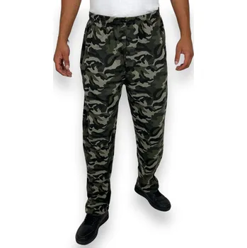 Lintebob Pánské zateplené vojenské tepláky nadměrné velikosti bez manžety Barva: Vojenská, Velikost: 4XL