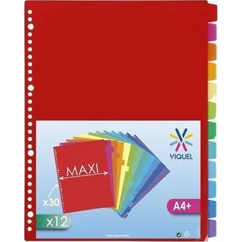 Corwell Rozlišovače A4 plastové Maxi 12 částí VIQUEL