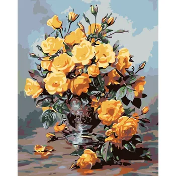ZUTY Malování podle čísel - ŽLUTÉ RŮŽE Rozměr: 40x50 cm, Rámování: vypnuté plátno na rám