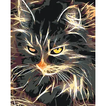 ZUTY Malování podle čísel - NÁDHERNĚ DVOUBAREVNÁ KOČKA Rozměr: 80x100 cm, Rámování: vypnuté plátno na rám